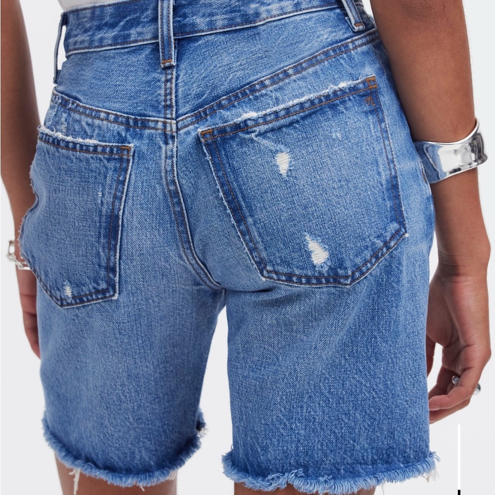 Madewell Long Denim Shorts in Pedersen Wash Distressed Shorts